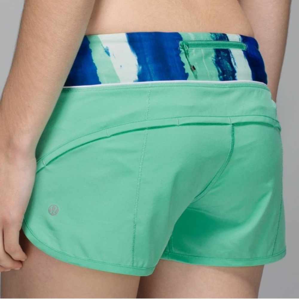 Lululemon Speed‎ Short 4-Way Stretch Menthol / Brush Strokes Harbor Blue 2